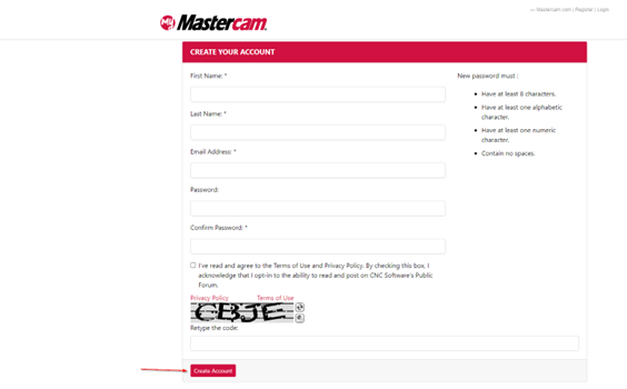 Mastercam Account Aanmaken (3)